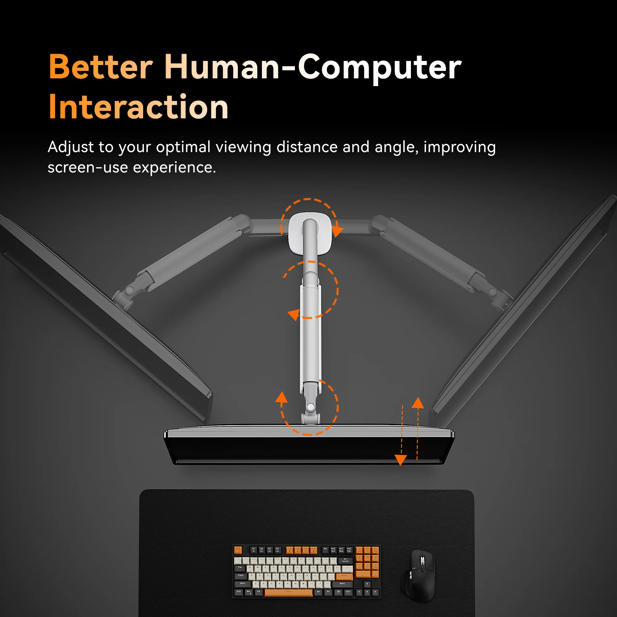Humanmotion T6-1G Modern Single Monitor Arm | For 17-32 Inch