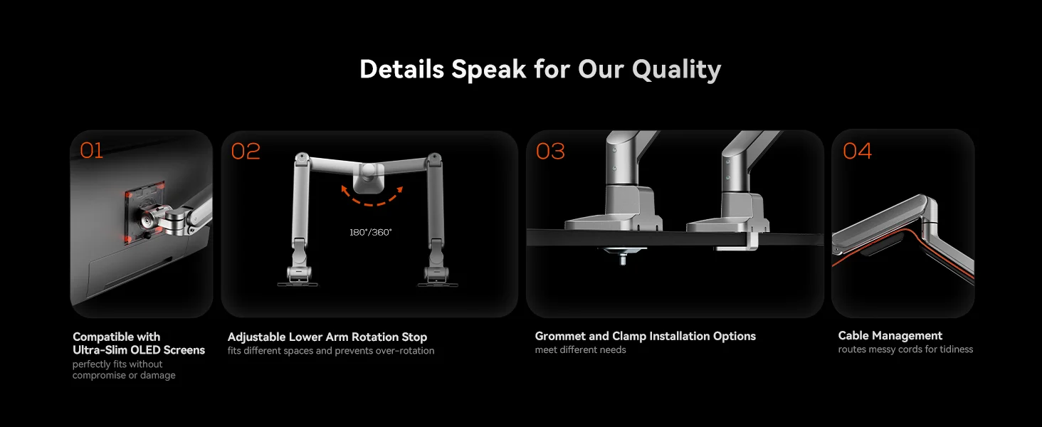 Humanmotion HT-Zero-1Y-01 FRICTION-FREE Monitor Arm – Humanmotion